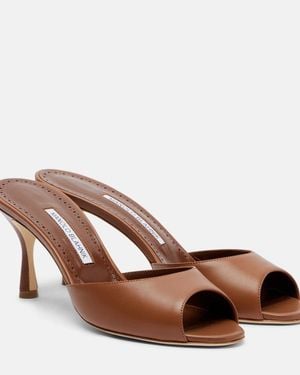 Manolo Blahnik Pantoletten Jada Aus Leder - Braun