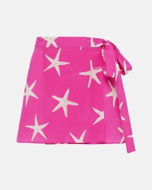 Valentino Printed Silk Wrap Skirt - Pink