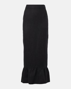 Posse Matilda Tiered Linen Pencil Skirt - Black