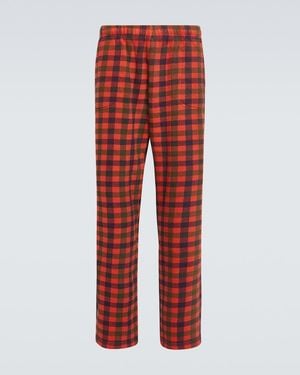 ERL Checked Cotton Straight Trousers - Red