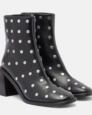 Souliers Martinez Bottines Kima 80 En Cuir A Ornements - Noir