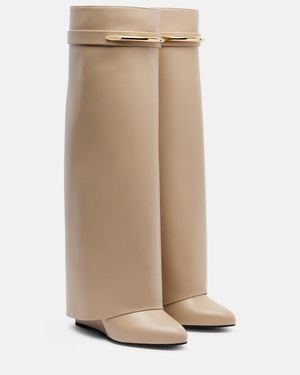 Givenchy Shark 95 Leather Knee-High Boots - Natural