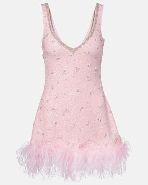 Clio Peppiatt Vestido Corto Coralina Con Cristales - Rosa