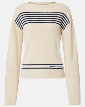 Balenciaga Pullover Aus Baumwolle - Weiß