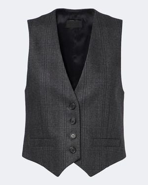Nili Lotan Ismael Checked Wool And Cashmere Vest - Blue