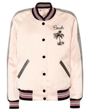COACH Reversible Satin Bomber Jacket - Pink