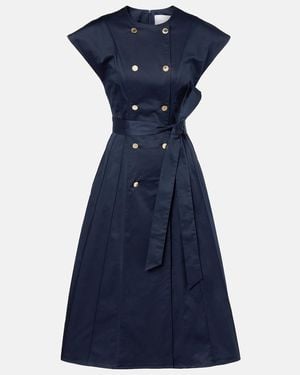 Carolina Herrera Cotton-Blend Double-Breasted Midi Dress - Blue
