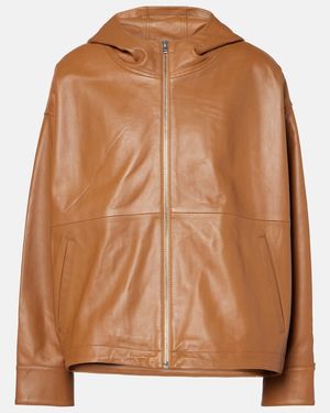 Yves Salomon Hooded Leather Jacket - Brown