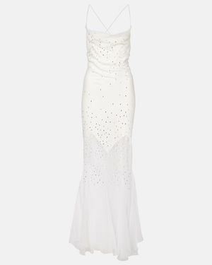 Rabanne Embellished Sheer Gown - White