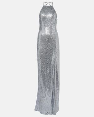 The New Arrivals Ilkyaz Ozel Aether Sequined Halterneck Gown - Grey