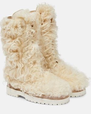 Magda Butrym Shearling Lace-Up Boots - Natural
