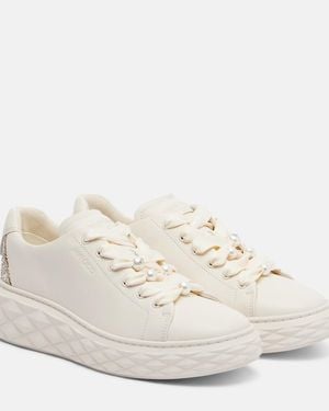 Jimmy Choo Diamond Light Maxi Leather Sneakers - White