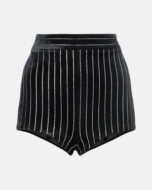 Alex Perry Crystal-Embellished Velvet Shorts - Black