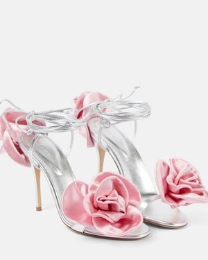 Magda Butrym Floral-Applique Leather Sandals - Pink