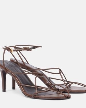 KHAITE Loulou 75 Leather Sandals - Metallic