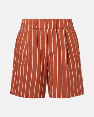 Brunello Cucinelli Striped Cotton-Blend Bermuda Shorts - Red