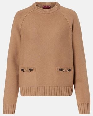 Gucci Pull Horsebit En Laine Et Cachemire - Marron