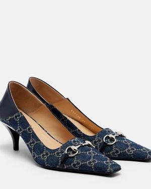 Gucci Pumps Vittoria Gg Aus Denim - Blau