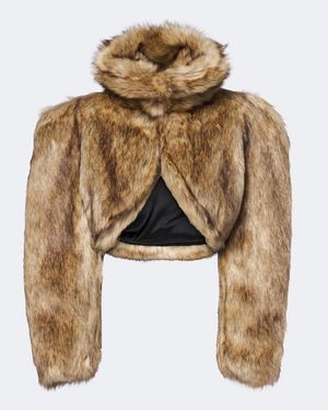 David Koma Cropped Turtleneck Jacket - Natural