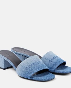 Givenchy Mules De Denim Con Logo - Azul