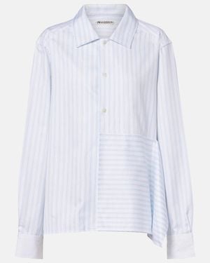 JW Anderson Striped Asymmetric Cotton Poplin Shirt - White