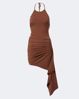 Christopher Esber Embellished Halterneck Jersey Minidress - Brown