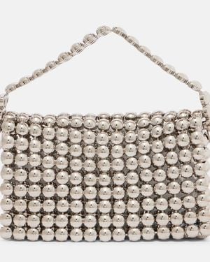 Aquazzura Cosmic Small Beaded Shoulder Bag - White