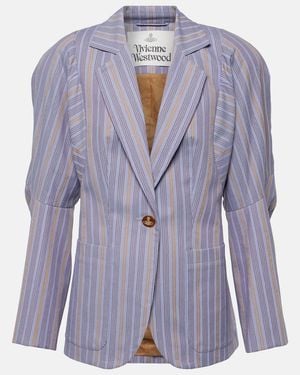 Vivienne Westwood Pourpoint Striped Cotton Blazer - Blue