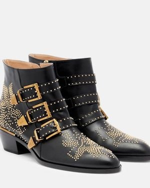 Chloé Boots Susanna Nappa Leather Black Rivets Gold