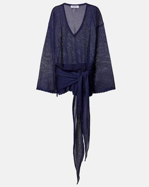 The Attico Open-Knit Minidress - Blue