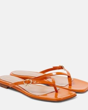 Gianvito Rossi Ribbon Patent Leather Thong Sandals - Orange