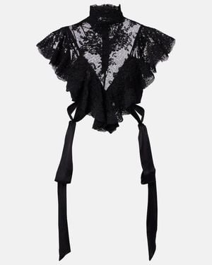 Zimmermann Luna Ruffled Lace Crop Top - Black
