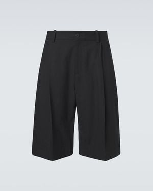 Studio Nicholson Bermuda-Shorts Aus Baumwolle Und Leinen - Schwarz
