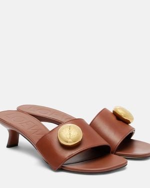 Loewe Pebble Anagram Leather Mules - Brown