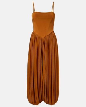 Zimmermann Luna Pleated Jersey Jumpsuit - Brown