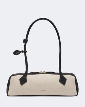 Alaïa Le Teckel Medium Canvas Shoulder Bag - Natural