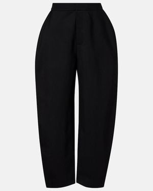 Rohe High-Rise Crepe Barrel-Leg Trousers - Black