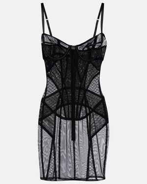 Dolce & Gabbana Minikleid Aus Tuell Und Satin - Schwarz