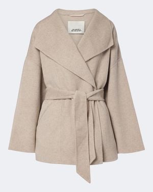 Isabel Marant Ceaton Wool And Cashmere Wrap Coat - Natural
