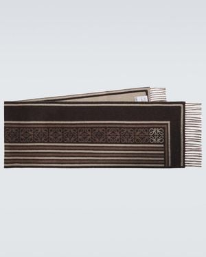 Loewe Anagram Wool And Cashmere Jacquard Scarf - Brown