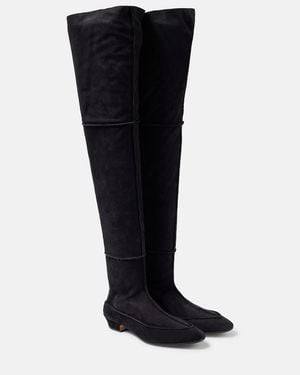 The Row Awar Cuissarde 25 Suede Over-The-Knee Boots - Black