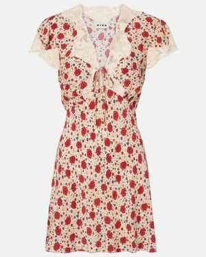 RIXO London Lacie Lace-Trimmed Floral Minidress - Red