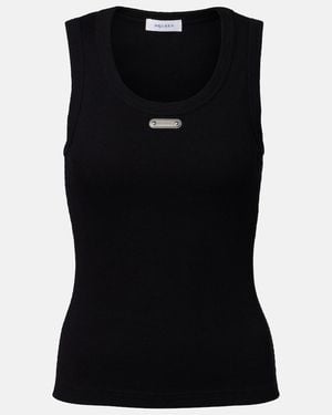 McQueen Logo Ribbed-Knit Tank Top - Black