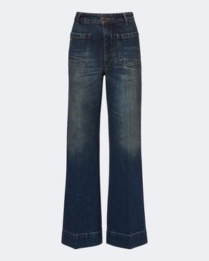 Victoria Beckham Alina Faded Wide-Leg Jeans - Blue