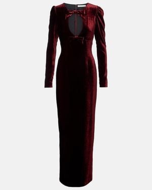 Alessandra Rich Bow-Detail Cutout Velvet Gown - Purple