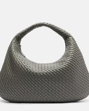 Bottega Veneta Maxi Veneta Leather Shoulder Bag - Grey