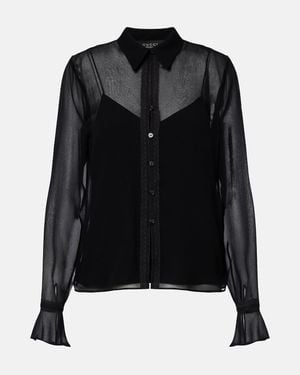 Gucci Lace-Trimmed Silk Georgette Shirt - Black