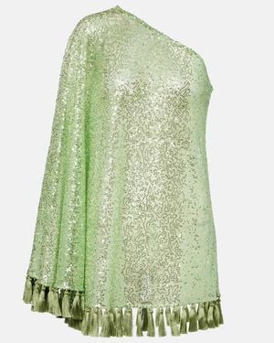 Taller Marmo Es Trench One-Shoulder Sequined Minidress - Green