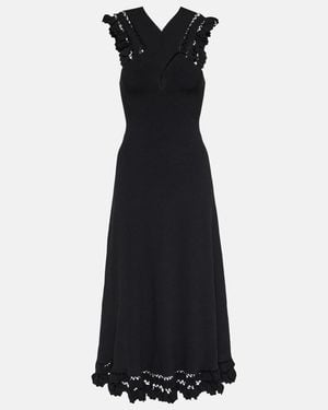 Ulla Johnson Fiora Ribbed-Knit Midi Dress - Black