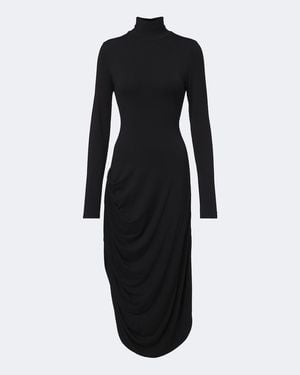 Proenza Schouler Imogen Draped Gathered Jersey Midi Dress - Black